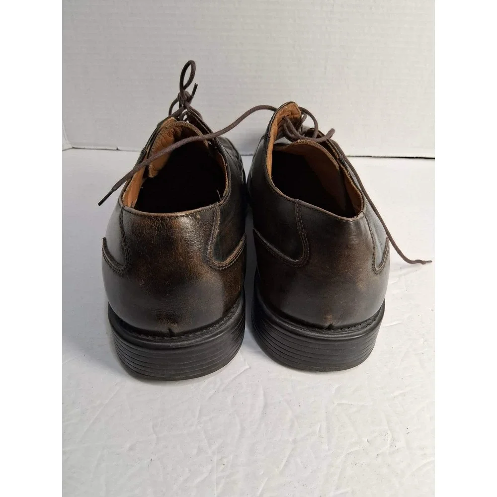 Bass Jacquard 0406 Men's Leather Dress Shoes Brown Square Toe Lace Up‎ Size 10M